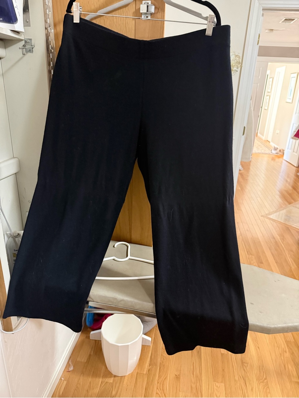 Eileen Fisher Black Wide-Leg Pull-On Pants
